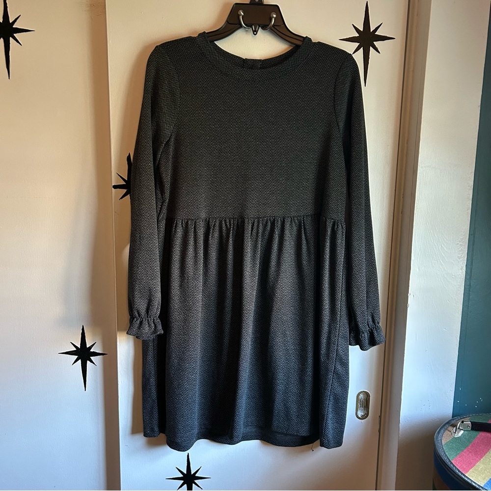 LOFT Charcoal and Black Chevron Knit Dress